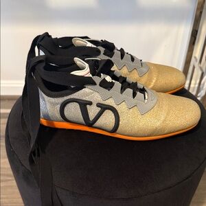 Valentino Garavani Black and Silver Sneakers